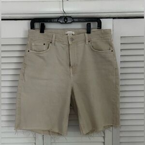 H&M Khaki Stretch High-Waist Long Shorts